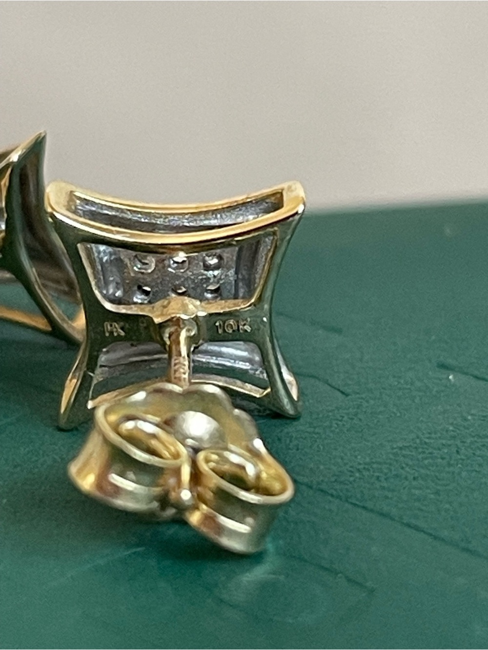 10k Gold Diamond Accent Starburst Earrings - Picture 7 of 7